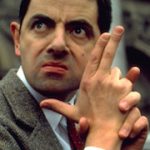 Mr Bean imitating having a gun
